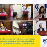 Consejo de Comunicación y Defensoría Pública acuerdan convenio para protección especial a periodistas y trabajadores de la comunicación