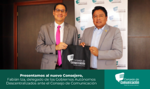 Presentamos al nuevo Consejero, Fabián Iza, delegado de los Gobiernos Autónomos Descentralizados ante el Consejo de Comunicación.