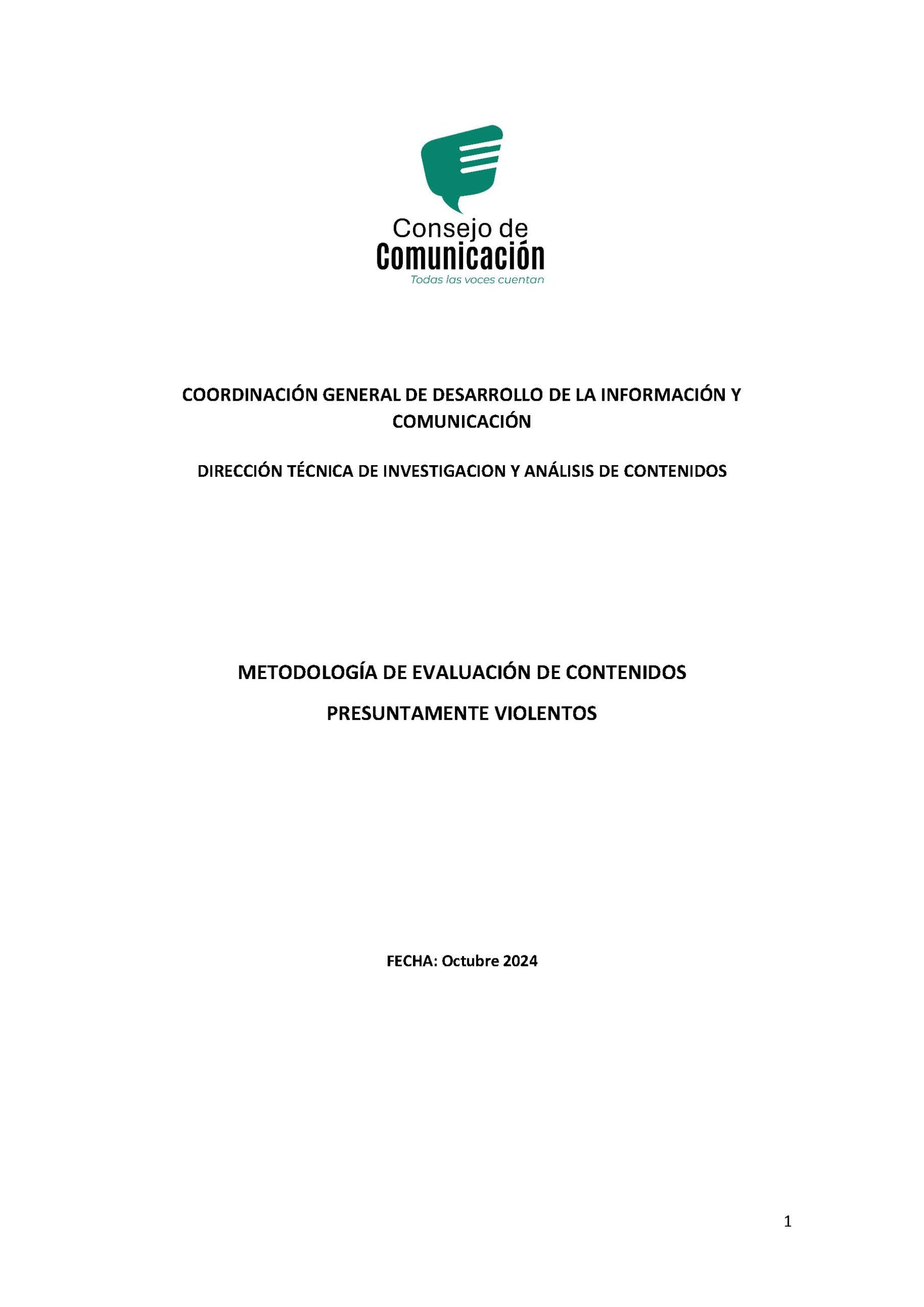 Actualización Metodologia de Evaluación de Contenidos Presuntamente Violentos