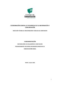 Fundamentación Metodología de Evaluación de Contenidos Presuntamente Violentos Difundidos en Medios de Comunicación Social