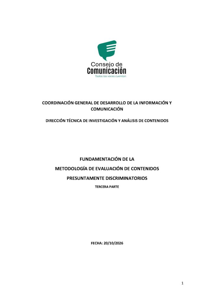 Fundamentación de la Metodología de Evaluación de Contenidos Presuntamente Discriminatorios